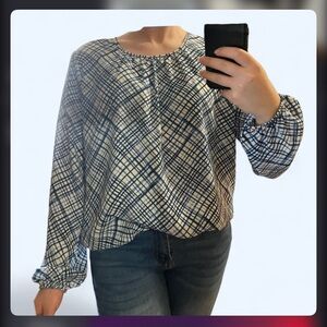Tommy Hilfiger Navy and White Checkered Blouse NWOT